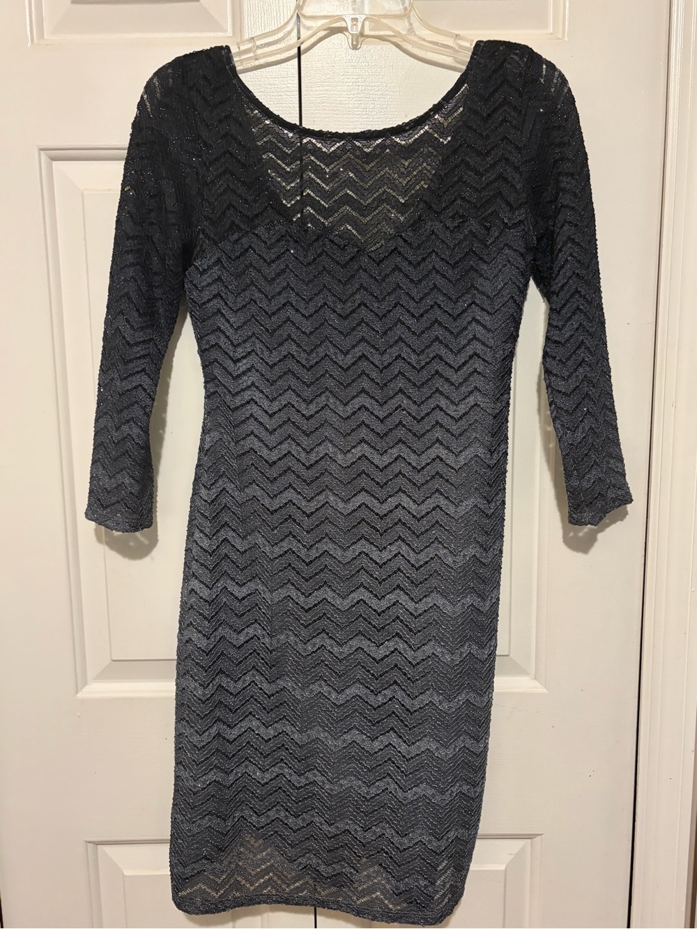 Jump Charcoal Chevron Lace Long-Sleeve Sheath Dress